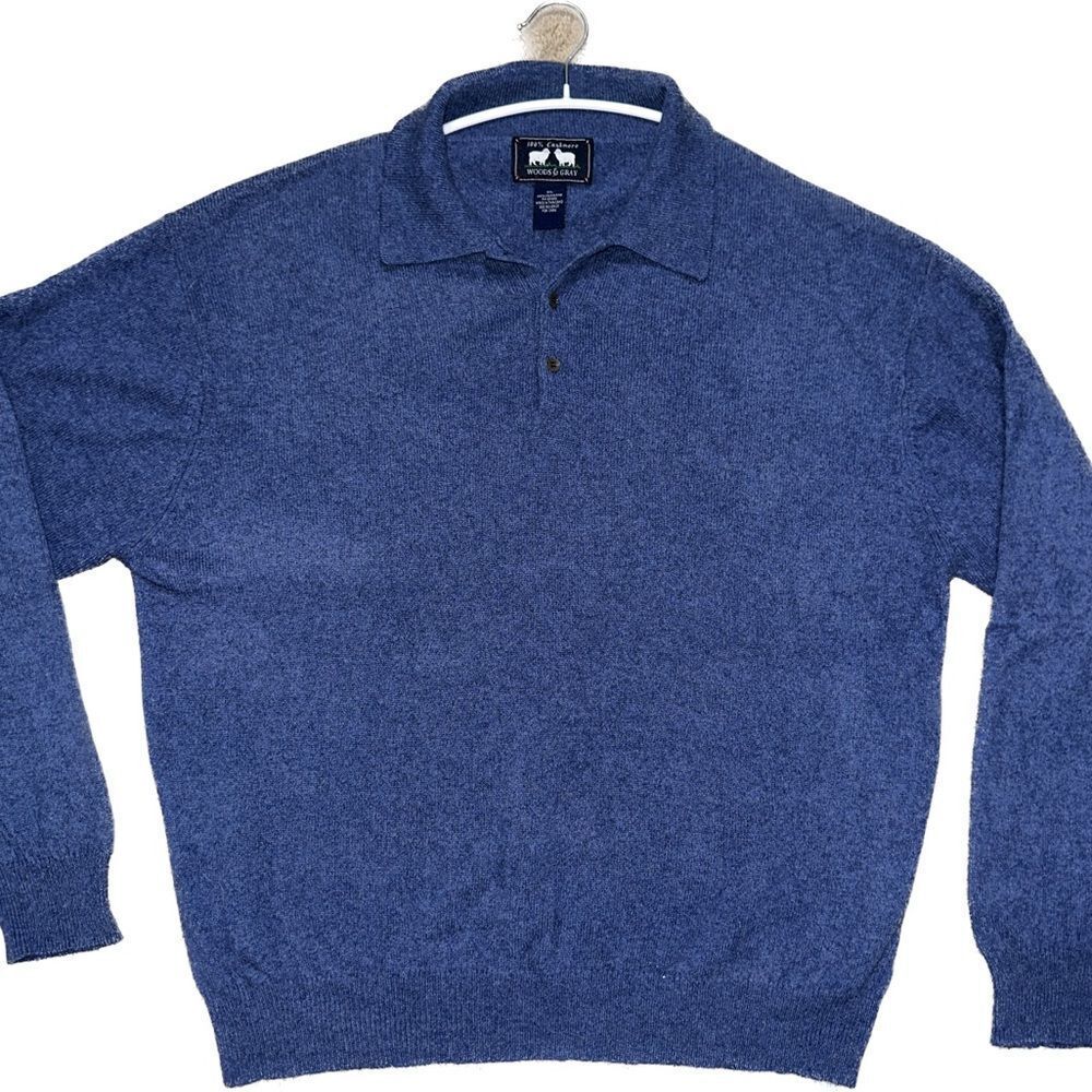 Woods & Gray Blue Cashmere Polo Sweater